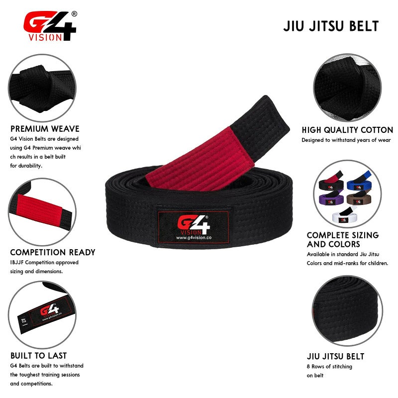 G4 VISION G4 Jiu Jitsu BJJ Belts Brazilian Adult A1 A2 A3 A4 Black Brown Purple Blue White (White, A1) - Image 3